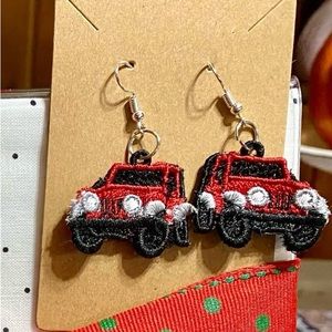 Jeep Embroidered Jeep Earrings Jeep Earrings can be made any color except black.